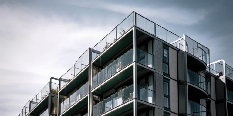 Immeuble contemporain baigné de soleil